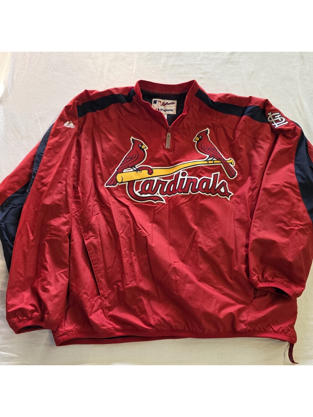 St. Louis Cardinals Jacket Mens XL Red MLB Baseball Majestic Pullover 1/4 Zip